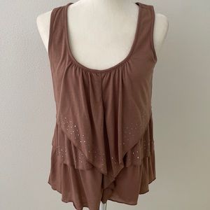 Sleeveless Embellished Ruffled Top